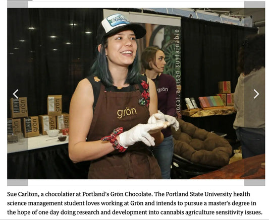Sue Carlton, a chocolatier at Portland's Grön Chocolate. Ranchera Familia