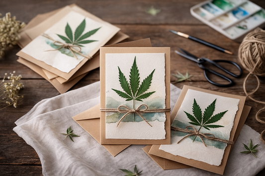 Botanical-Greeting-Cards-Pressed-Hemp-Leaf-Cards Ranchera Familia