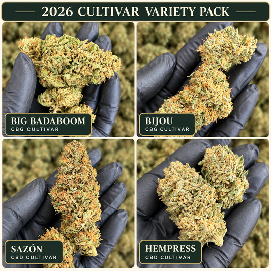 2026 CBD + CBG Cultivar Variety Pack — 4 Cultivars, 4 oz Ranchera Familia