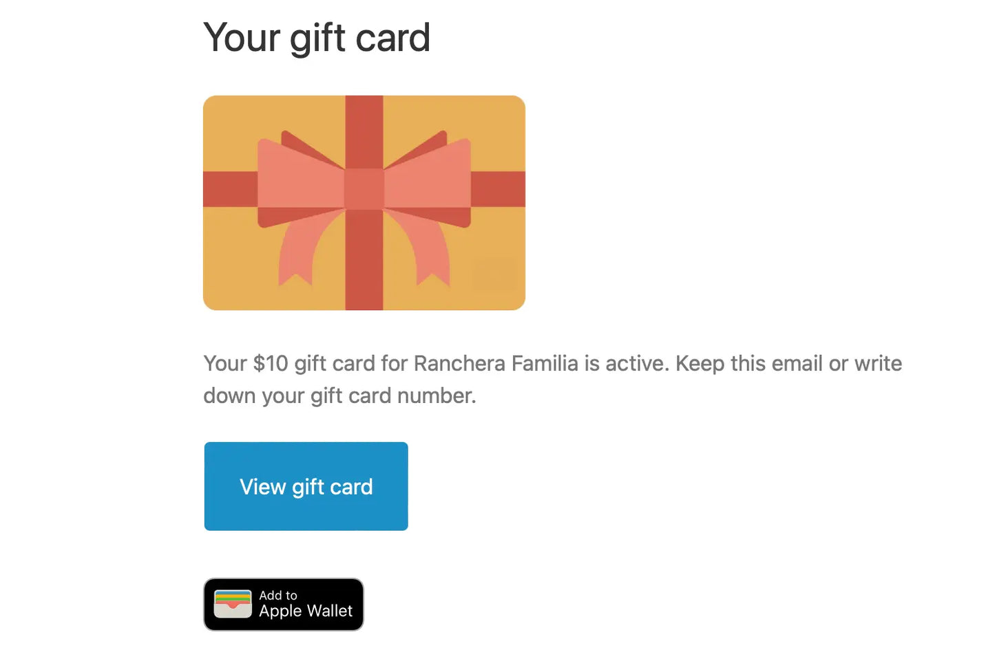 Ranchera Familia Gift Card Ranchera Familia